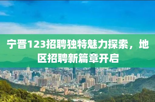 宁晋123招聘独特魅力探索，地区招聘新篇章开启